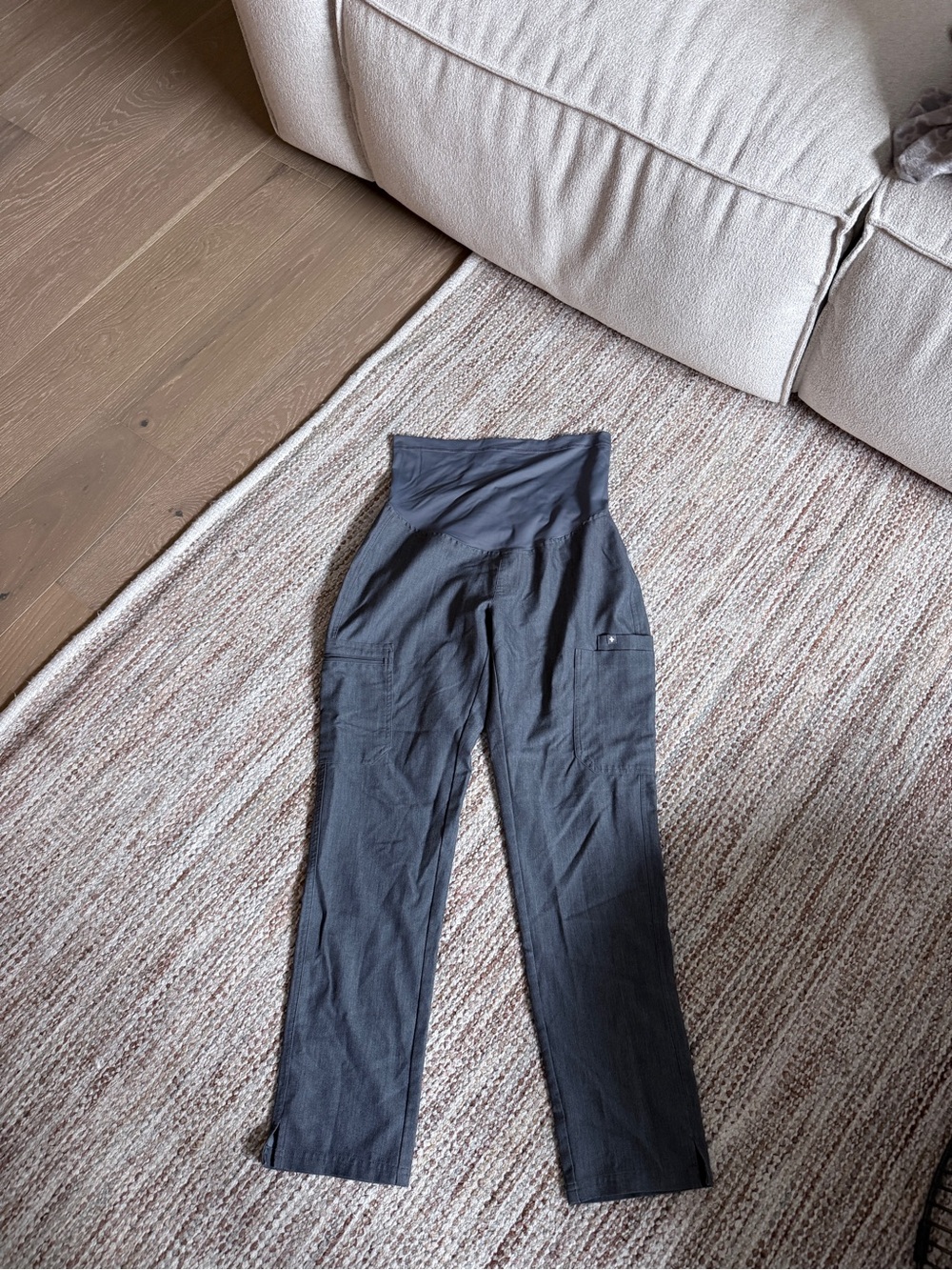 High-Waist FIGS Maternity Scrub Pants in Charcoal Gray